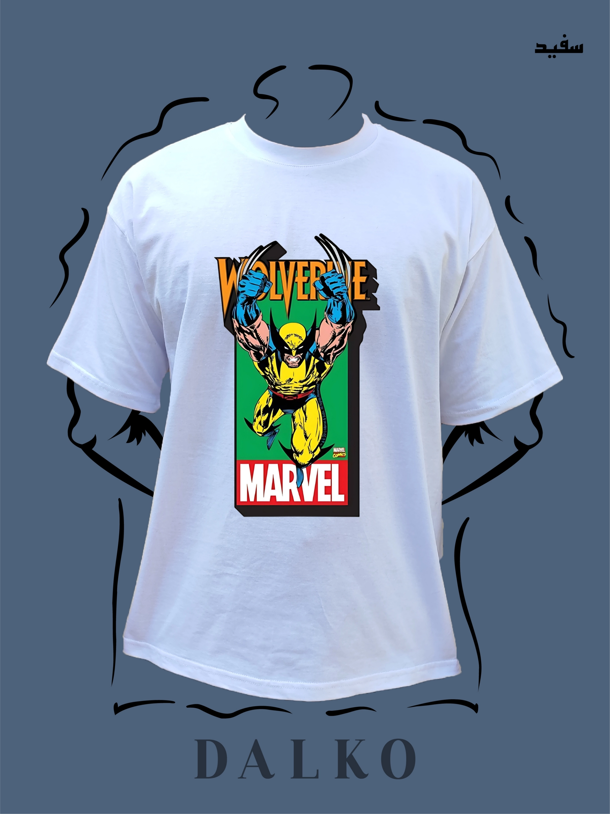 تیشرت طرح WOLVERINE کد3 - سفید / M