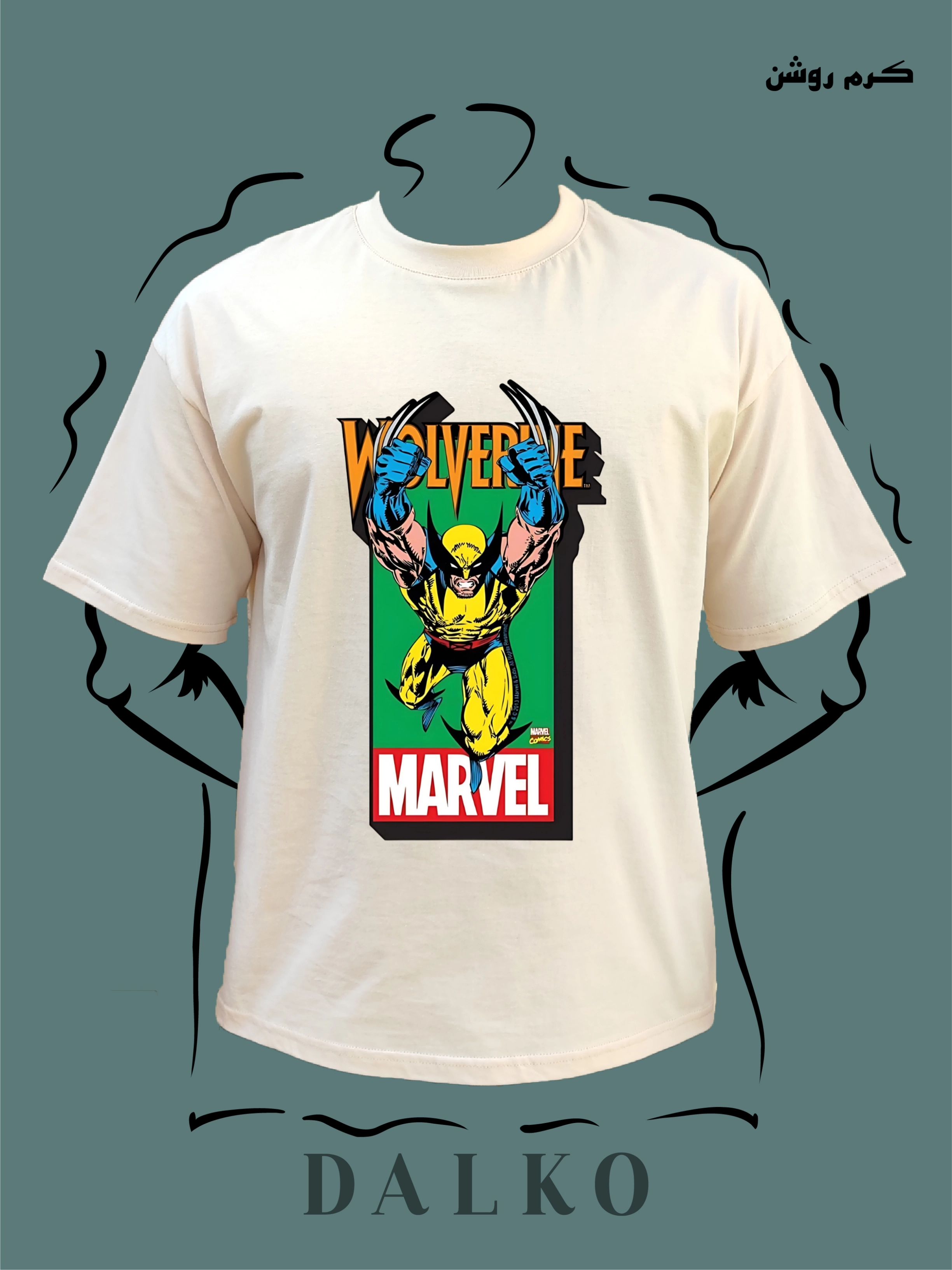 تیشرت طرح WOLVERINE کد3 - سفید / M