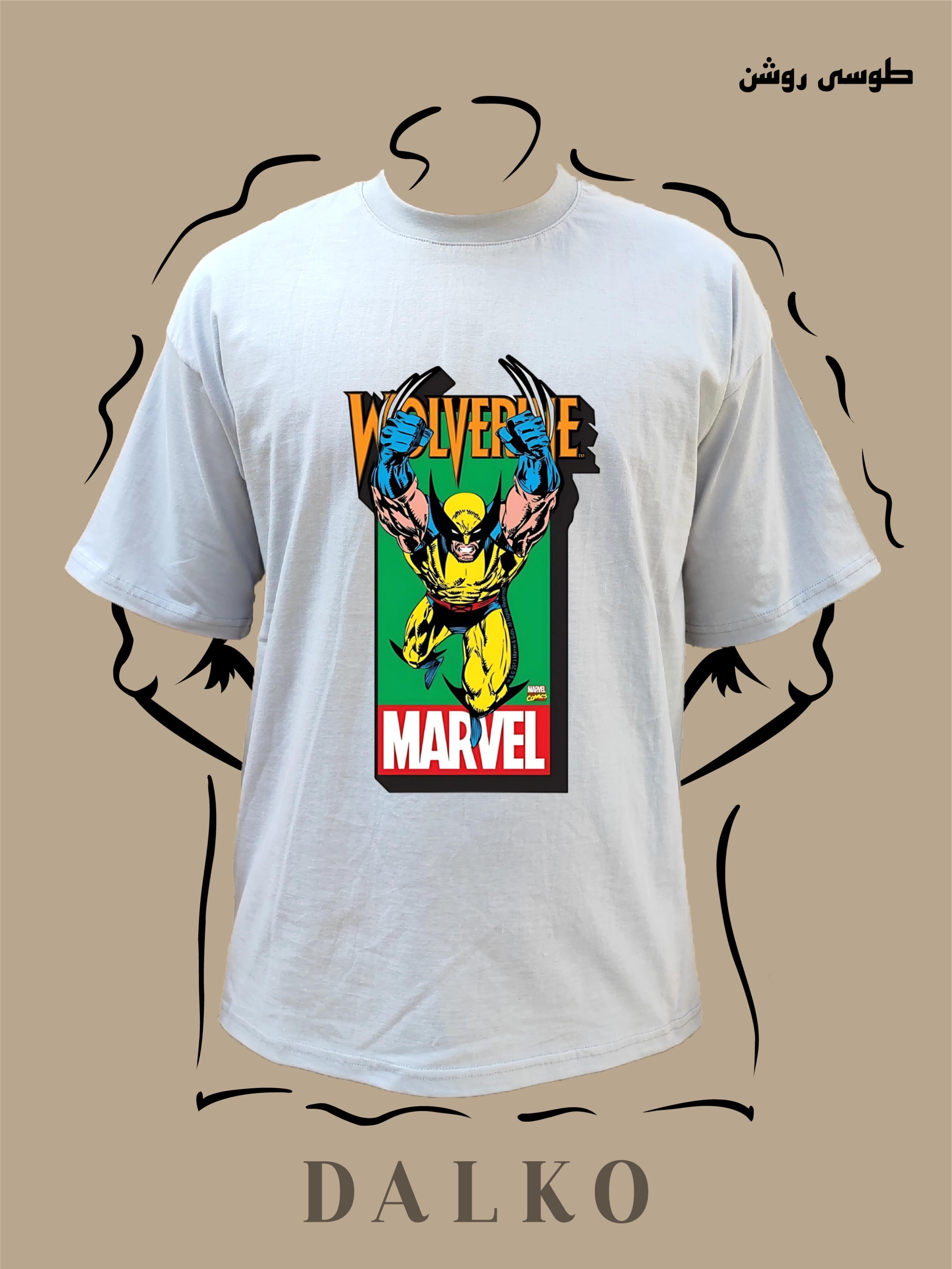 تیشرت طرح WOLVERINE کد3 - سفید / M