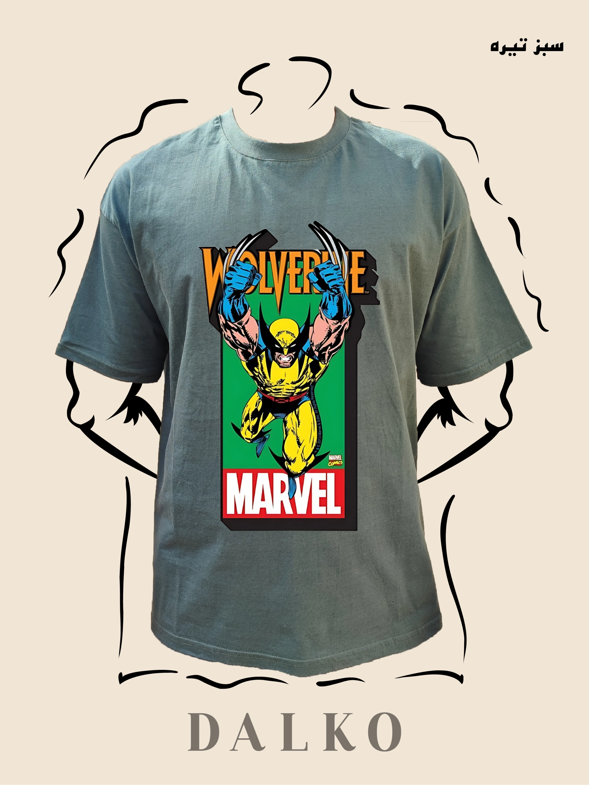 تیشرت طرح WOLVERINE کد3 - سفید / M